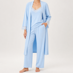 Isabella | Womens Cotton Cardigan Shorts Pyjama Set, Sky Blue