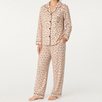 Beatrix | Womens Long Sleeve Cotton Pyjama Set Loungewear, Camel