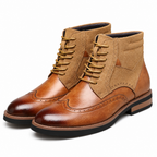 Nikolai | Mens Boots Leather Ankle Boots British Retro Casual Boots Yellow packshot