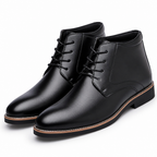 Everett | Mens Leather Ankle Lace Up High Top Derby Boots Black packshot