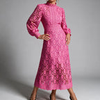 Genevieve | Womens Wedding Guest Lace A-Line Puff Sleeve Dresses