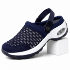 Juno | Womens Trainers Slip On Mesh Breathable Air Cushion Walking Shoes Blue packshot