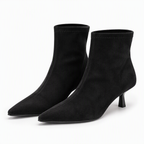 Odalys | Womens Ankle Boots Pointed Toe Kitten Heel Suede Boots Black packshot