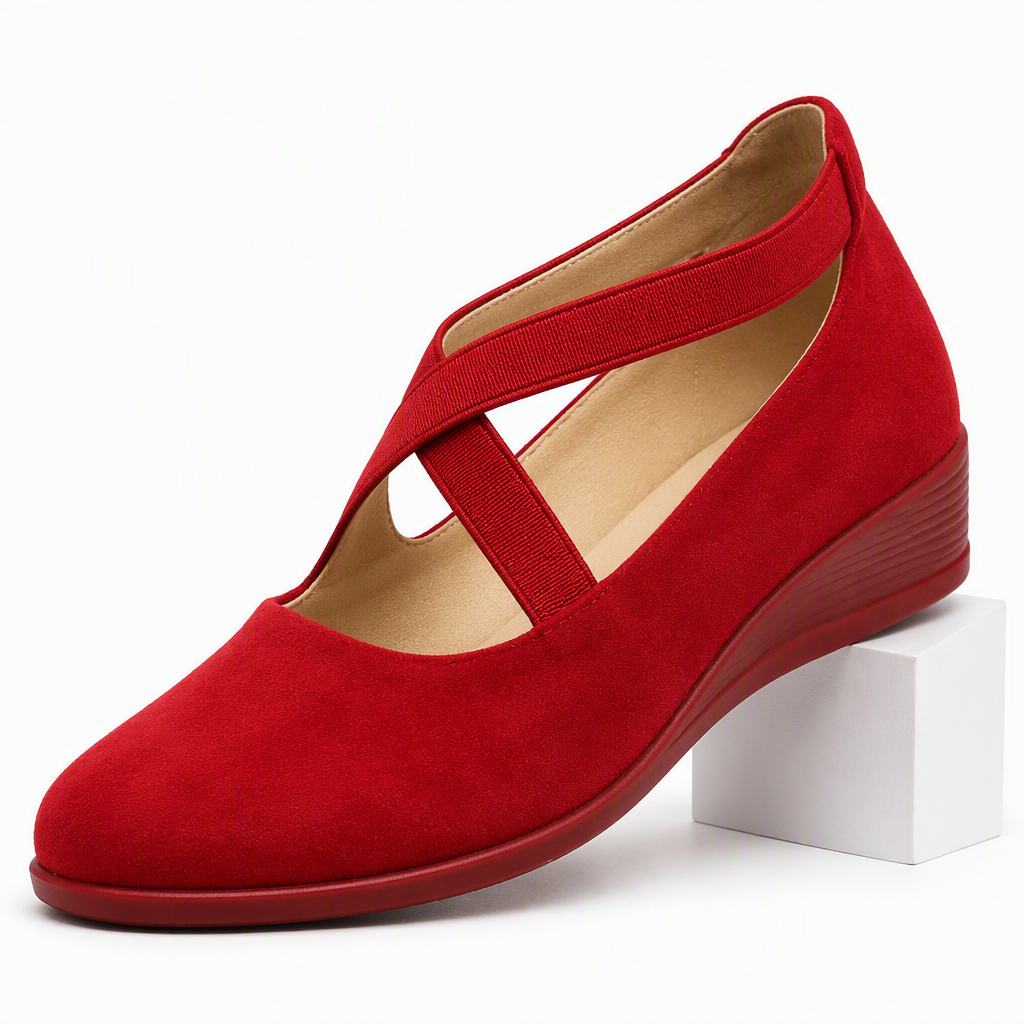 Isadora | Womens Wedge Shoes Cross Strap Slip On