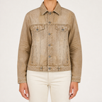 Verity | Womens Embellished Oversized Denim Jacket, Brown