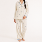 Beatrix | Womens Long Sleeve Cotton Pyjama Set Loungewear, Cream