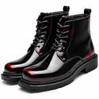 Quentin | Mens Chelsea Boots Fleece Lined Ankle Platform Winter Boots Red 2 packshot
