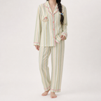 Beatrix | Womens Long Sleeve Cotton Pyjama Set Loungewear, Green