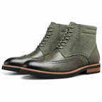Nikolai | Mens Boots Leather Ankle Boots British Retro Casual Boots Army Green packshot