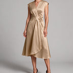 Sylvie | Cocktail Satin Midi Wedding Guest Evening Formal Dresses