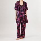 Odette | Womens Short Sleeve Satin Pyjama Set, Black