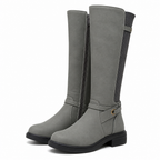 Juniper | Womens Knee High Boots Strap Detail Low Heel