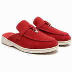 Sasha | Womens Leather Slip on Closed Toe Mules Sandals Red packshot
