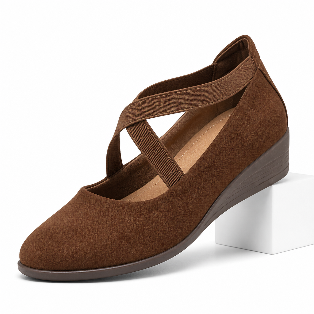 Isadora | Womens Wedge Shoes Cross Strap Slip On