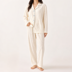 Beatrix | Womens Long Sleeve Cotton Pyjama Set Loungewear, White 5