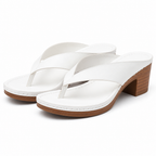 Mireille | Womens Block Heel Mule Slider Gold Black White Sandals White packshot