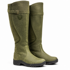 Amos | Womens Knee High Riding Buckle Equestrian Retro Boots Green packshot