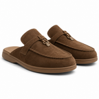 Sasha | Womens Leather Slip on Closed Toe Mules Sandals Brown packshot