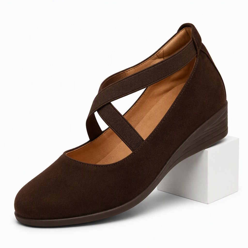 Isadora | Womens Wedge Shoes Cross Strap Slip On