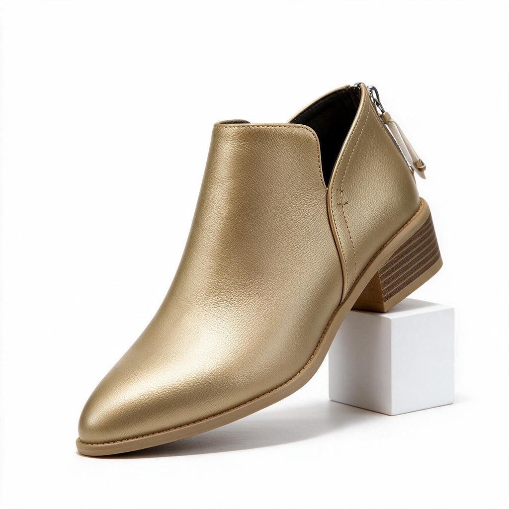 Rosalie | Womens Ankle Boots Back Zip Block Heel