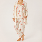 Rosalind | Womens Long Sleeve Button Up Cotton Pyjama Set Loungewear, Ivory 6