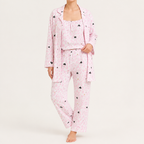 Rosalind | Womens Long Sleeve Button Up Cotton Pyjama Set Loungewear, Pink 11