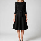 Celeste | Cocktail A Line Midi Wedding Guest Formal Dresses Black