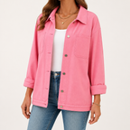 Cordelia | Womens Vintage Washed Denim Jacket, Pink