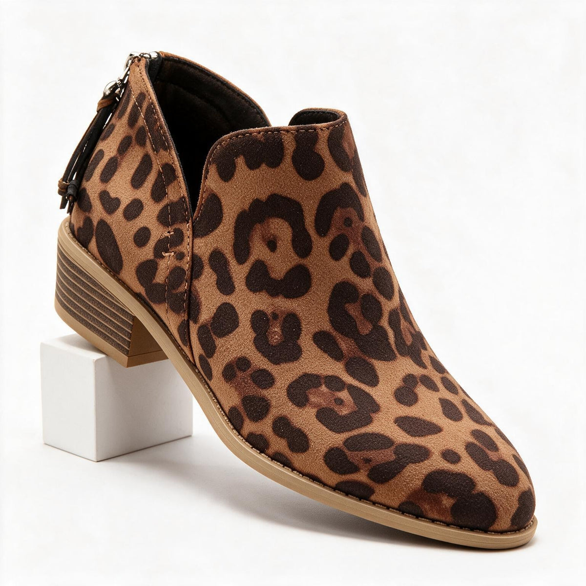 Rosalie | Womens Ankle Boots Back Zip Block Heel