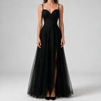 Genevieve | Womens Prom Formal Evening Gown Maxi Wedding Guest Cocktail Dresses Black