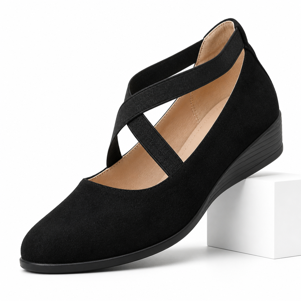 Isadora | Womens Wedge Shoes Cross Strap Slip On