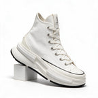 Thatcher | Mens Trainers Platform Canvas Thick Soled Lace Up Shoes White 3 packshot