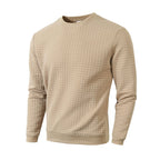 Reuben | Mens Checkered Crewneck Sweatshirt - Khaki