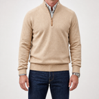 Reuben | Mens Jumper Knitted Stand Collar Warm Winter Sweater, Apricot