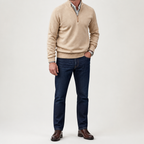 Reuben | Mens Jumper Knitted Stand Collar Warm Winter Sweater, Apricot