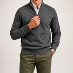 Reuben | Mens Jumper Knitted Stand Collar Warm Winter Sweater, Dark Gray