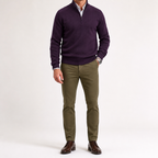 Reuben | Mens Jumper Knitted Stand Collar Warm Winter Sweater, Dark Purple