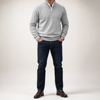 Reuben | Mens Jumper Knitted Stand Collar Warm Winter Sweater, Light Gray