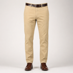 Reuben | Mens Work Straight Leg Business Casual Fleece Lined Trousers, Beige