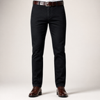Reuben | Mens Work Straight Leg Business Casual Fleece Lined Trousers, Black