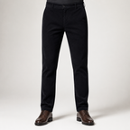 Rex | Mens Corduroy Straight Leg Casual Everyday Trousers, Black