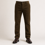 Rex | Mens Corduroy Straight Leg Casual Everyday Trousers, Coffee