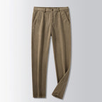 Rex | Mens Corduroy Straight Leg Trousers - Khaki