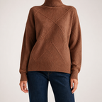 Rhea | Womens Turtleneck Knitted Jumper, Brown