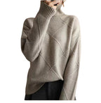 Rhea | Womens Turtleneck Knit Sweater, Card Grey