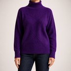 Rhea | Womens Turtleneck Knitted Jumper, Dark Purple