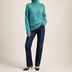 Rhea | Womens Turtleneck Knitted Jumper, Fresh Water Green