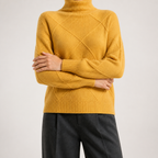 Rhea | Womens Turtleneck Knitted Jumper, Golden Yellow