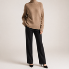 Rhea | Womens Turtleneck Knitted Jumper, Khaki