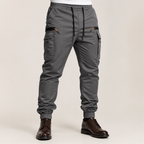 Rhett | Mens Slim Fit Pocket Cargo Work Trousers Pants, Grey